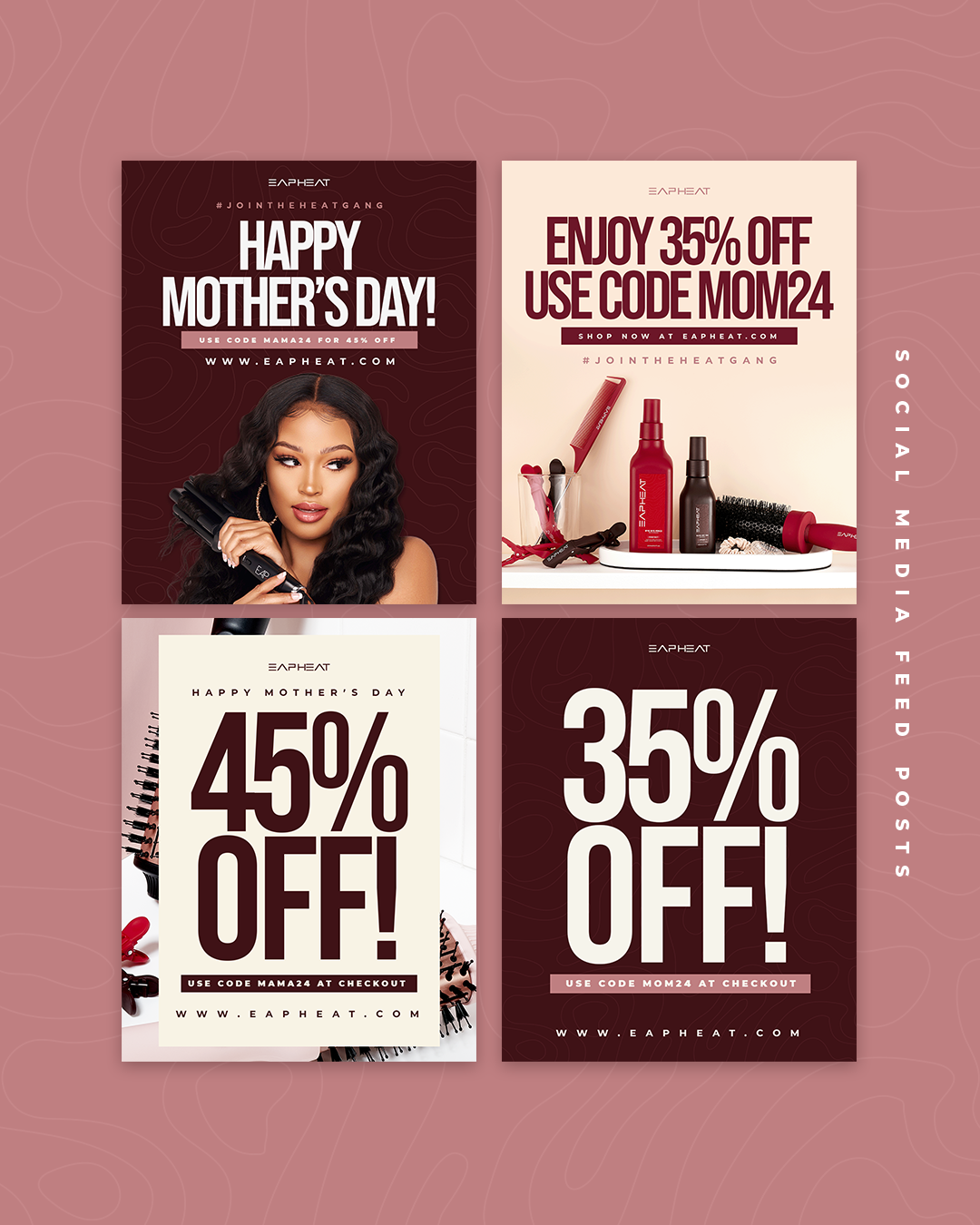 Social media feed post designs mockup